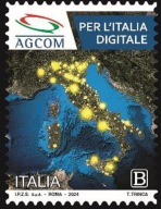 Włochy 2024 Znaczek 4668 ** komunikacja internet mapa