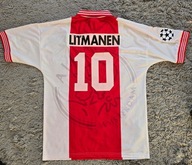 AJAX AMSTERDAM KOSZULKA JARI LITMANEN 10 HOME 1995 1996 SHIRT UMBRO MECZOWA