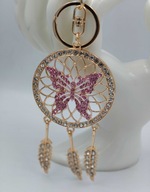 Błyszczący brelok różowy łapacz snów-kryształki zawieszka do kluczy torebki