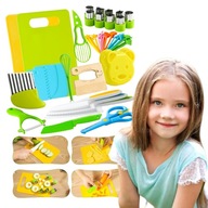 ZESTAW BEZPIECZNYCH NOŻY AKCESORIÓW KUCHENNYCH DO KROJENIA DLA DZIECI 46 EL