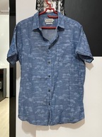 V Koszula Tu hawajska niebieska ocean wyspy palmy bawełna batyst rozmiar M