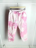 Różowe spodnie dresowe tie dye 7/8, bawełna, luźny krój, M