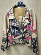 Ramoneska beżowa z napisami aksamitna r. Uni Italy !!!