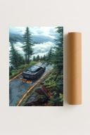 Plakat bez ramy 40x50 cm Porsche Cayenne Nad Przepaścią – moc natury
