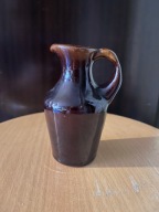 Dzbanek ze szkliwionej ceramiki, wyk. ręcznie, lata 60-te, PRL
