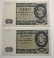 500 zł 1940 Góral - Zestaw Serie A oraz B - Stan XF+/AU - Miłczak 99
