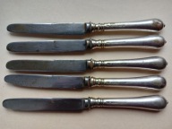 Stare posrebrzane noże BRUNNER & Co, 21,5 cm, 5 sztuk