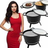 KOCIOŁEK ŻELIWNY MYŚLIWSKI 8L WĘGIERSKI NA OGNISKO GRILLA TRÓJNÓG DO ZUPY