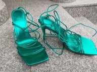 ASOS nr 44/11UK zielone metaliczne, eleganckie i sexy sandały na szpilce