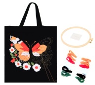 Zestaw do Haftowania Wyszywania TORBA BAWEŁNIANA DIY Muliny Igła Tamborek