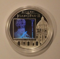 JAN PAWEŁ II - 5 DINARÓW 2011 ANDORA - BEATYFIKACJA - HOLOGRAM, SREBRO, CER