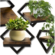 PÓŁKA JEDNOPOZIOMOWA ŚCIENNA WISZĄCA KWIETNIK LOFTOWA PÓŁKA NA ŚCIANĘ SALON