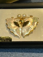JAPONIA TOKYO PERŁOWY MOTYL BROSZKA LATA 80 TE
