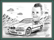 Karykatura portret ze zdjęcia dla kierowcy na urodziny wykonany ręcznie