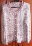 Sweter damski kardigan rozpinany blezer wzór kolorowy Vintage 18/20 46/48