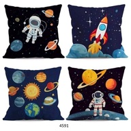 Poszewki na poduszki 4szt 45x45cm dziecięce kosmos rakieta planety 4591