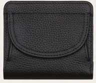 Elegancki damski mini portfel – czarny, naturalna skóra, poliester