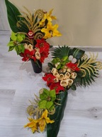 KLASYCZNE RÓŻE Stroik na cmentarz kwiaty sztuczne 60cm TANIO! ŚWIĄTECZNY!