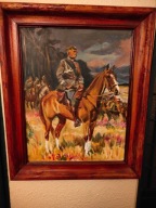 obraz olejny Piłsudski na kasztance, 40x50cm w ramie 52x63, olejna kopia