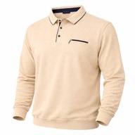 Bluza z kołnierzem POLO męska beżowa kieszonka na zamek 5XL 135 cm