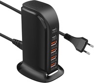 8 Port PD Charger USB C Charging Station Fast Charging Hub, black