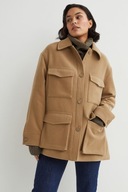H & M kurtka shacket beżowa cargo oversize karmelowa parka płaszcz brązowa