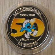 SMERFY 50 LAT SMERFÓW 5 EURO 2008 BELGIA - CERT. + PUDEŁKO, RZADKOŚĆ UNIKAT