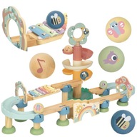 Drewniany Tor Kulkowy Kulodrom Edukacyjny z Cymbałkami Klocki WOOPIE GREEN