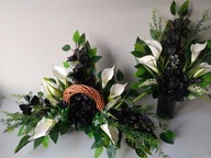 Komplet cmentarz Hortensja kalie czerń biel płożący