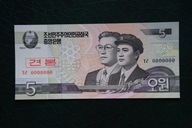 Banknot Korea Północna 5 Won 2002 rok SPECIMEN UNC!!!