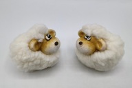 Dwie owieczki - figurki ceramiczne z futerkiem - świetne - ładne