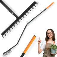 GRABIE OGRODOWE DO TRAWNIKA METALOWE SZEROKIE SOLIDNE Z TRZONKIEM LEKKIE