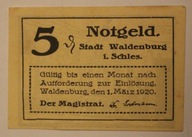 5 PFENNIG 1920 Notgeld - Stadt Waldenburg i. Schles - WAŁBRZYCH, 1920 rok