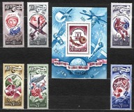 ZSRR ** z 1977 6 znaczków - seria 4648 - 4653 + 1 blok 122 - kosmos.