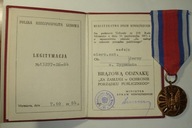 Medal Za Zasługi W Ochronie Porządku Publicznego PRL -brązowy + legitymacja