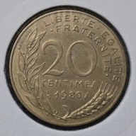 *FRANCJA [0112]*20 centymów CENTIMES 1980 Piąta Republika, Marianna Rośliny