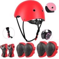 ZESTAW OCHRANIACZY 7w1 DLA DZIECI KASK NA DESKOROLKĘ, SKUTER I ROLKI RED