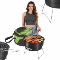 GRILL WĘGLOWY OGRODOWY PRZENOŚNY SKŁADANY TURYSTYCZNY + POKROWIEC NA GRILL