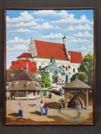 Kazimierz Dolny - piękny duży obraz olejny ręcznie malowany na płótnie