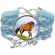 Skórzana bransoletka - Koń - regulowana długość - oczko 25mm