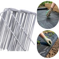 100SZT SZPILKI KOŁKI KOTWY METALOWE DO AGROWŁÓKNINY AGROTKANINY 15CM MOCNE