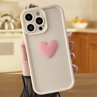 Etui białe - różowe 3D w kształcie serca na telefon Samsung Galaxy A34 5G