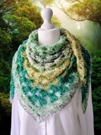 PIĘKNA, DUŻA, CIENIOWANA, CAŁOROCZNA DELIKATNA JAK MGIEŁKA CHUSTA Z MOHEREM