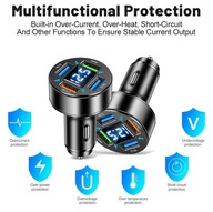 Ładowarka samochodowa 4 x USB 66W+ kabel 3w1