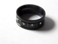 STALOWA TYTANOWA OBRACZKA 8 MM BLACK SEGMENTOWANA CYRKONIE R.26