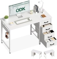 Nowoczesne biurko Komputerowe białe z 4 szufladami 100 cm home office ODK