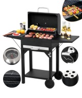 DUŻY GRILL WĘGLOWY OGRODOWY LANDGRAF + PÓŁKI + POPIELNIK BBQ GRIL PRZENOŚNY