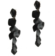 CZARNE KOLCZYKI długie LEKKIE satynowe matowe piękne