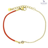 75005 Bransoletka złota stal chirurgiczna sznurkowa z cyrkonią