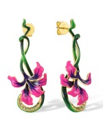 KOLCZYKI kwiaty nocy emalia irysy fuksja szkliwo